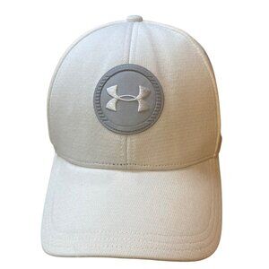 Under Armour Golf Hat Men's L/XL White Gray Classic Fit Fitted Iso-Chill Cap